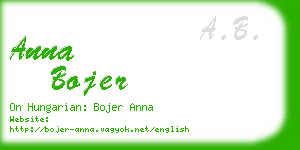 anna bojer business card